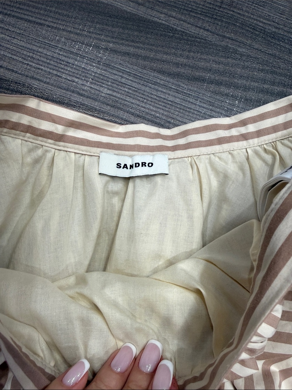 Sandro Patchwork Stripe Button-Down Shirt and bubble skirt set - Picture 5 of 10